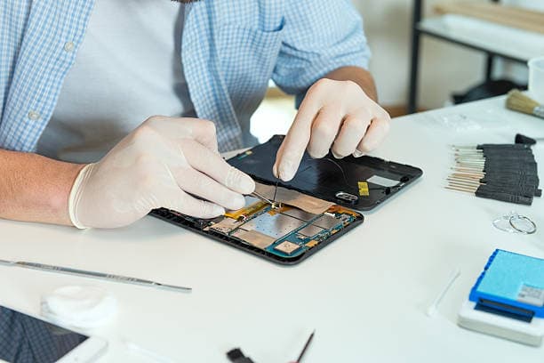iPad screen digitizer replacement in progress